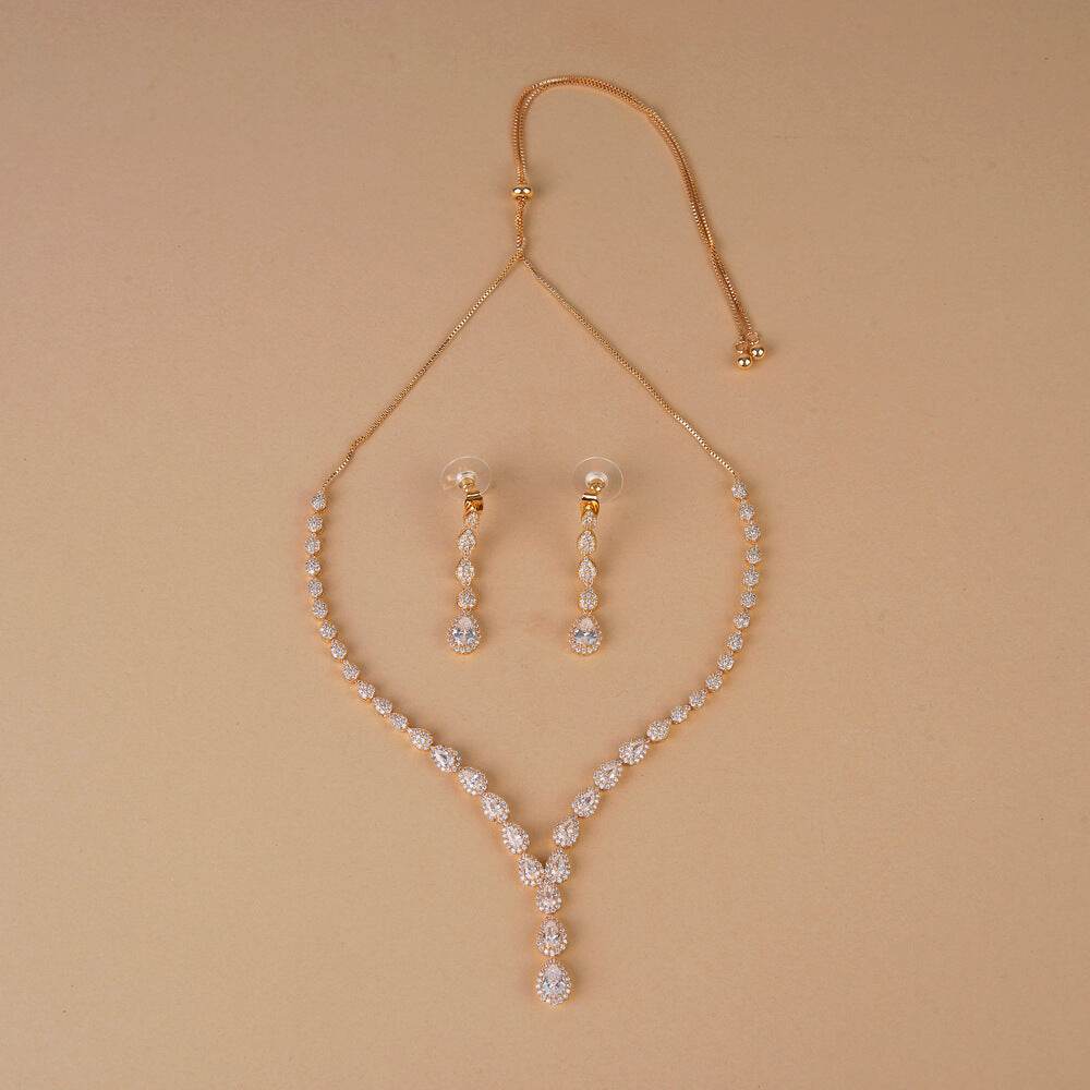 Starlight Teardrop- Gold Bridal Set - KraftKarat