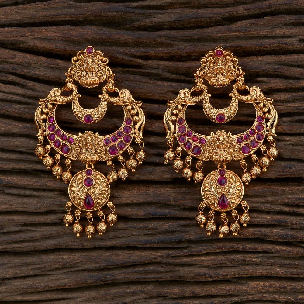 Maharani Ruby Chandbali Earrings - KraftKarat