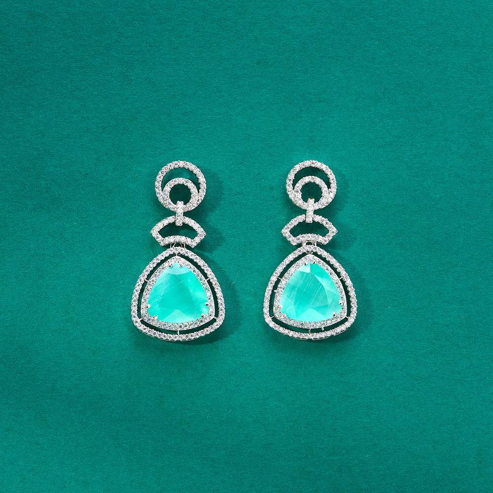 Serene Aqua Diamond Earrings - KraftKarat