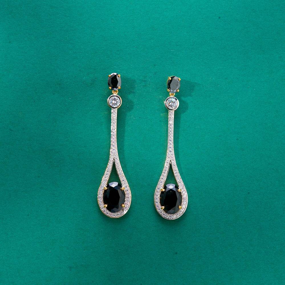 Onyx Cascade Diamond Earrings - KraftKarat