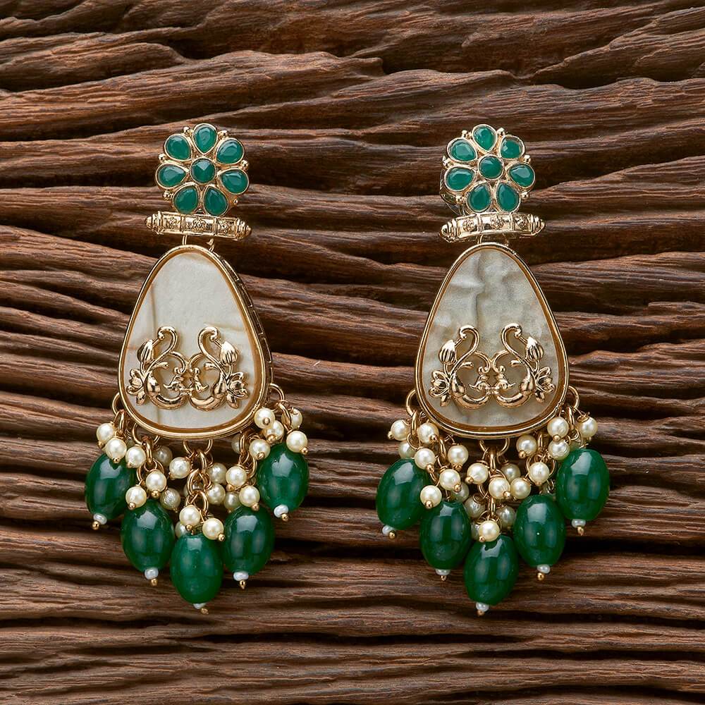 The Emerald Peacock Tear Drop Earrings - KraftKarat