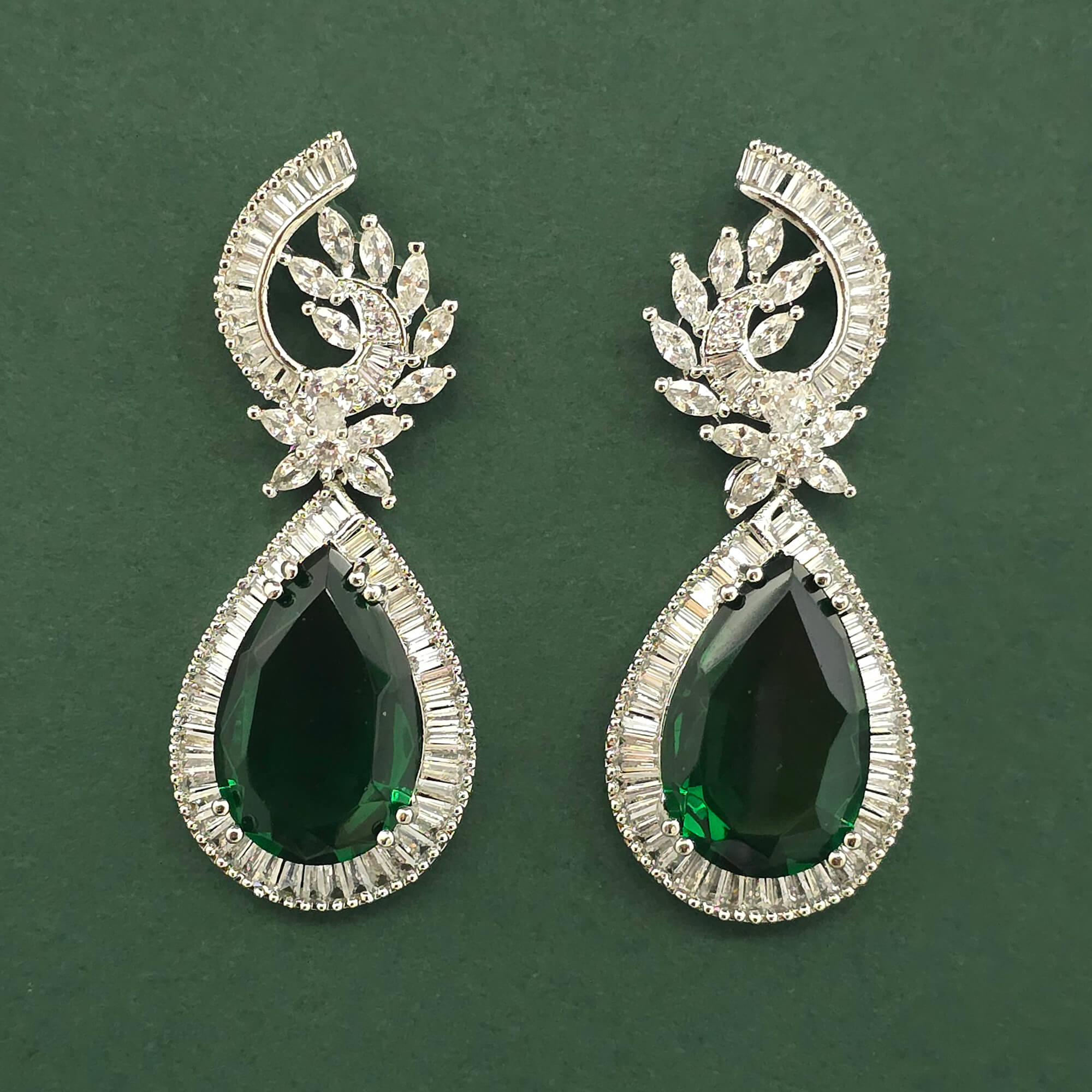 Elegant Emerald and Ruby Teardrop Earrings KraftKarat