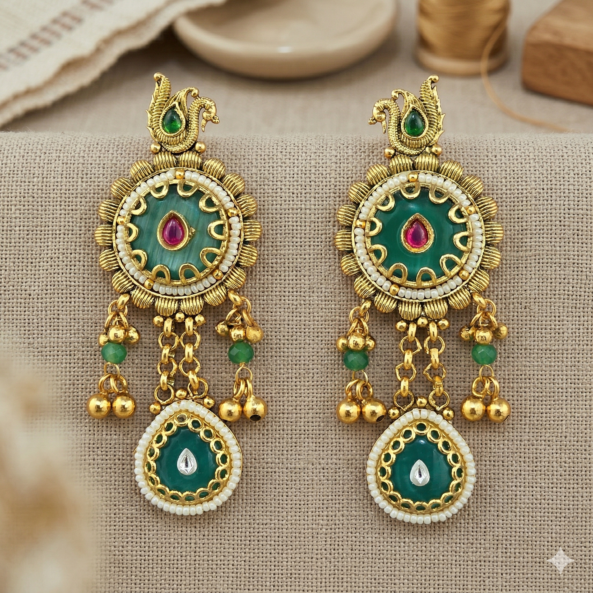 The Mayura Verdant Drop Earrings KraftKarat