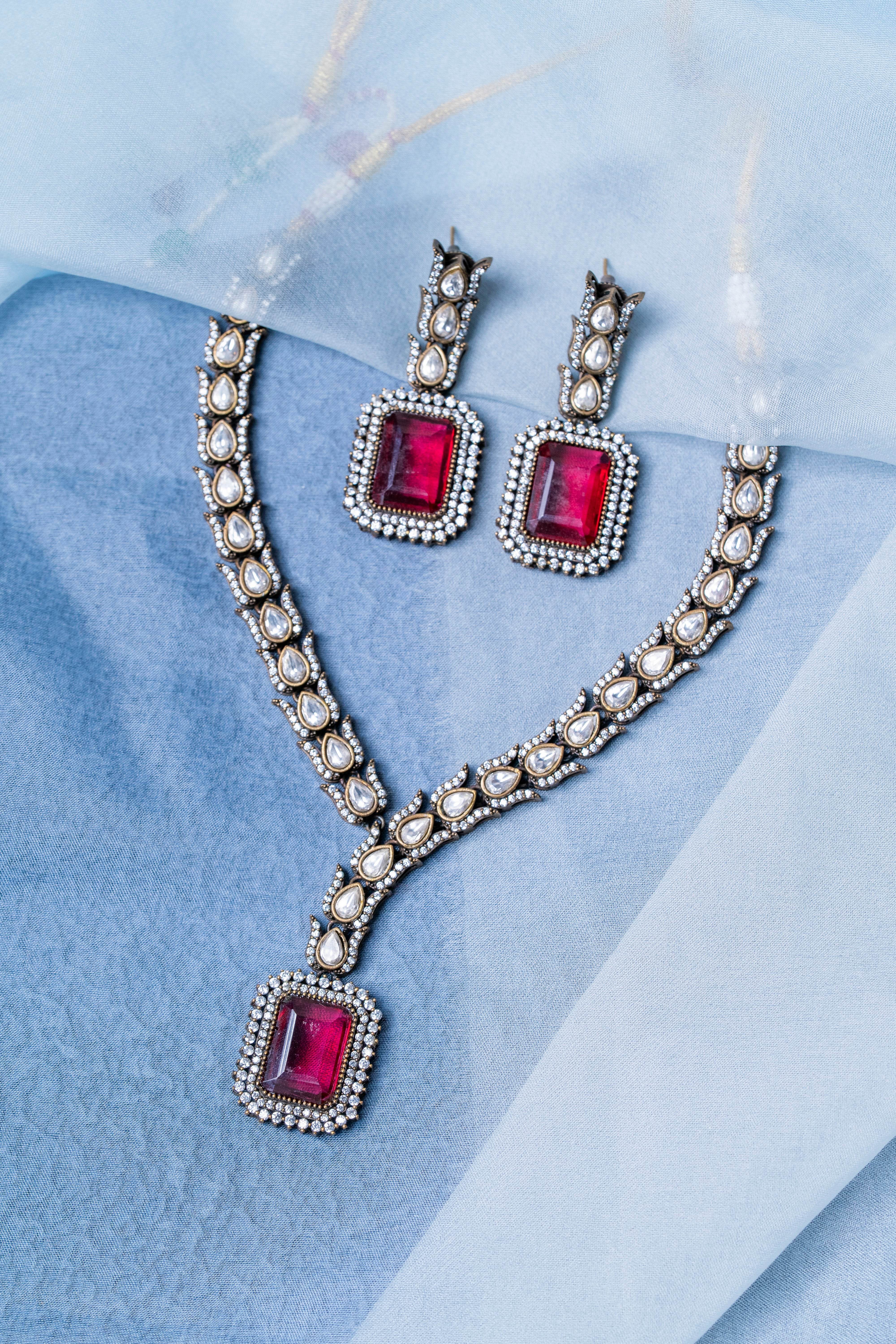 The Crimson Cascade Diamond Set - KraftKarat