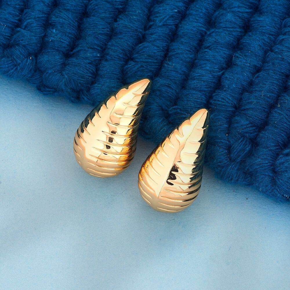 Gold Leaf Teardrop Earrings - KraftKarat