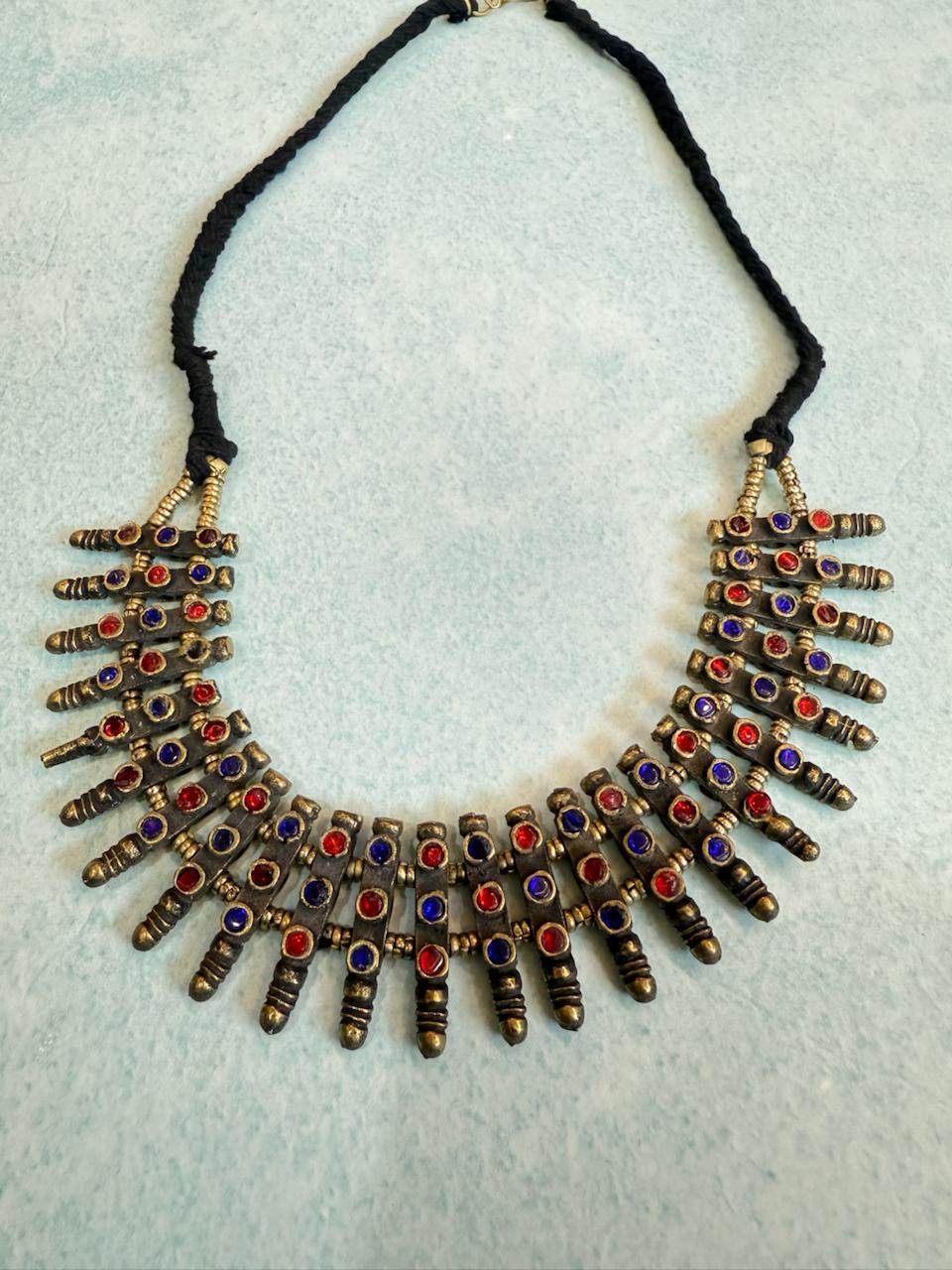 German Silver Stone-Studded Choker Necklace - KraftKarat