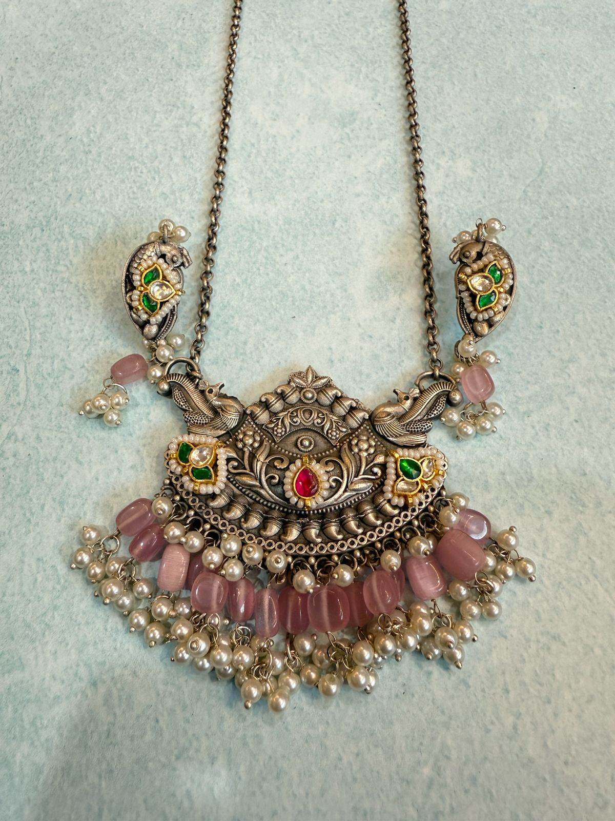 Pink Blossom Bird Necklace - KraftKarat