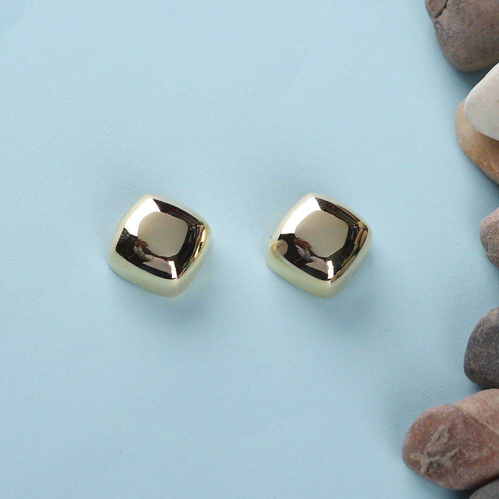 Minimalist Cushion Gold Studs - KraftKarat